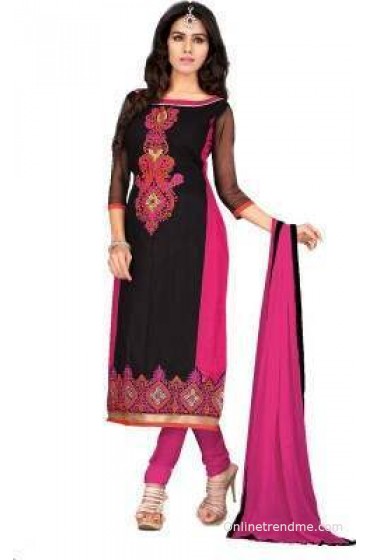 The Fashion World Chanderi Embroidered Salwar Suit Dupatta Material